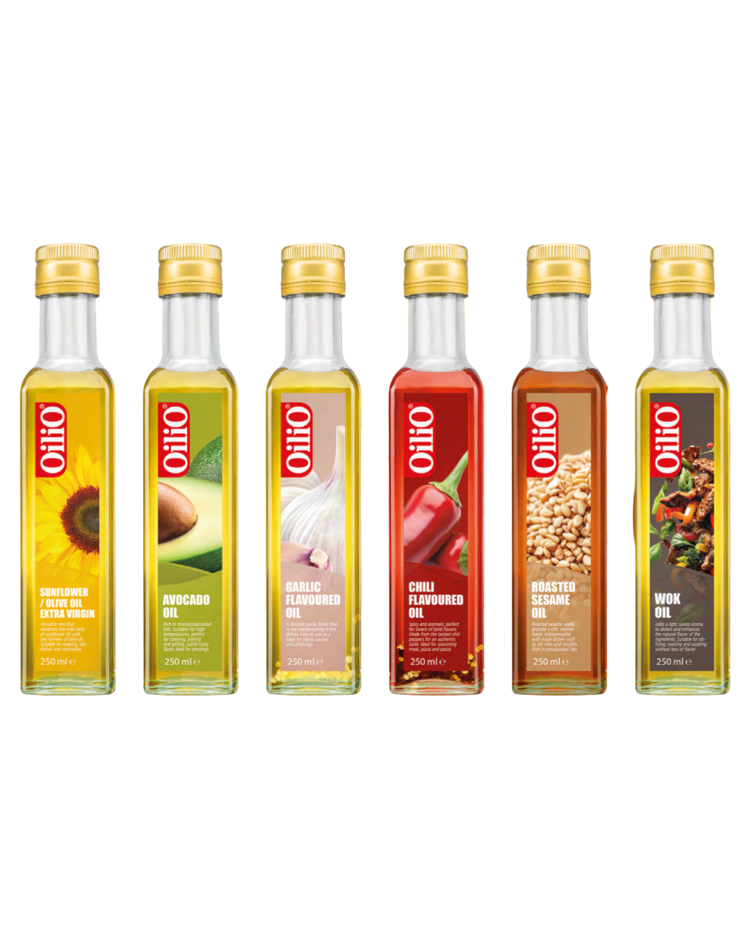 6 Premium Smaakoliën (6 x 250ml) – Voor wie geen genoegen neemt met gewone smaak.